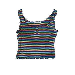 Heart Hips Women's Size XS Stripped Crop Top Tank Top Juniors Y2K 90s Summer